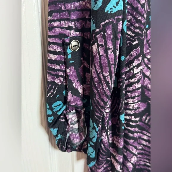 Dear Scarlett Vibrant Purple and Teal Blouse - Picture 2 of 6